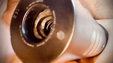 I cum in a vibrating masturbator. Kiiroo.