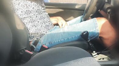 Cumshot while driving a car at speed.