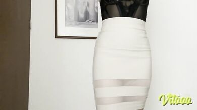 She models her clothes and then asks me for semen