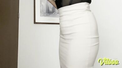 She models her clothes and then asks me for semen