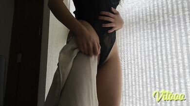 She models her clothes and then asks me for semen
