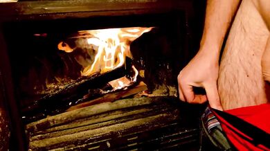Fire and handjob with a vibrator, beautiful view.
