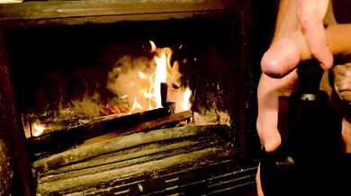 Fire and handjob with a vibrator, beautiful view.