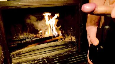Fire and handjob with a vibrator, beautiful view.