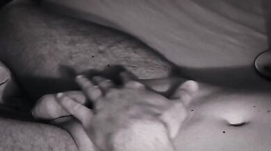 Night masturbation with ejaculation in black and white tones!