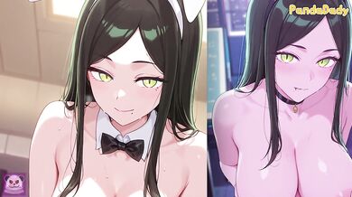 Frill Shiranui (不知火フリル) from Oshi no Ko - big tits bunny blow job on top