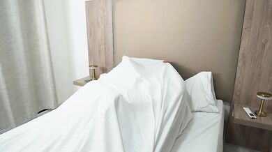 MY STEPBROTHER FUCKS ME WITH HIS HUGE DICK UNDER THE SHEETS - NATISMIAM