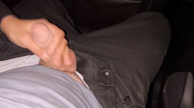 Car handjob# cum on clothes #