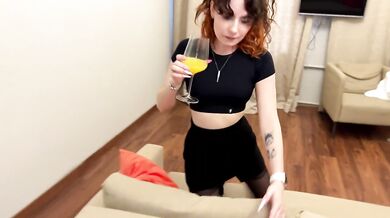 Quickie in college with a busty babe and a creampie