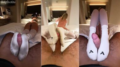 Blondie Loves Giving Vacation Sockjobs In Stockings! - POV