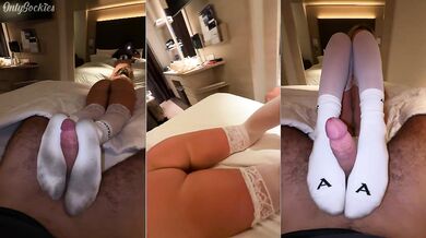 Blondie Loves Giving Vacation Sockjobs In Stockings! - POV