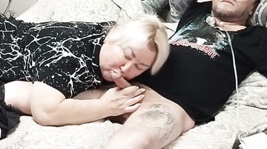 blowjob from mother-in-law and cum swallowing