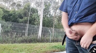 Wank and Cum at Highway Rest Area