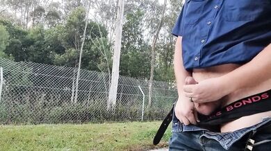 Wank and Cum at Highway Rest Area