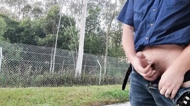 Wank and Cum at Highway Rest Area