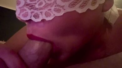 White lace blowjob