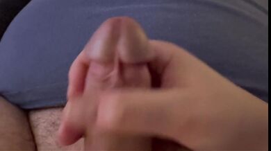 Cuddle whit his dick and watching hokey at the same time