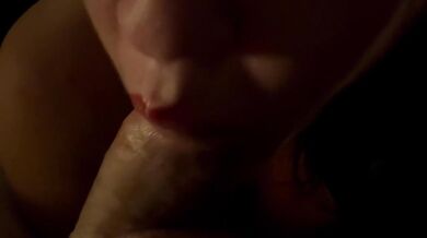 Enjoying giving a long soft blowjob