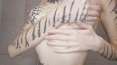 Horny MILF fucks all holes In the shower