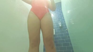 Swimsuit Stretch in the Gym Shower - Swedish PAWG