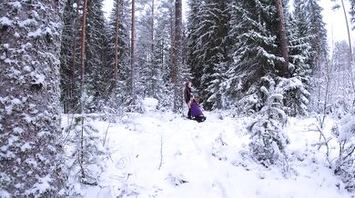 Sex in the winter forest while the snow is falling - RosenlundX - 4K