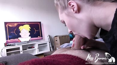 Horny girl can't keep her mouth off his cock!
