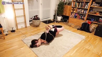 Trailer: Swedish Girl hogtied; suspended and vibrated to orgasm! Real couple in real BDSM session