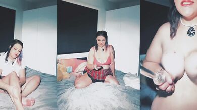 Busty school girl has a play before school