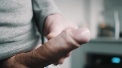 White uncut dick pulsating cum in 4K
