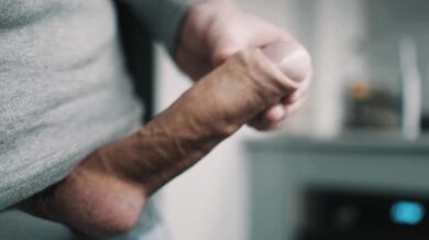 White uncut dick pulsating cum in 4K