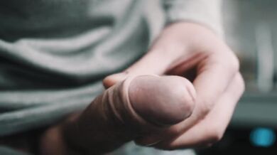 White uncut dick pulsating cum in 4K
