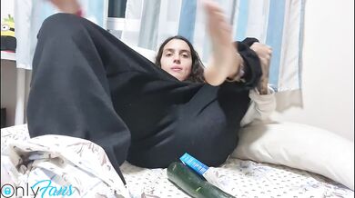 Fucking a cucumber shaped dildo