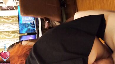 Cute redhead girl blowjob and riding cowgirl with perfect ass POV