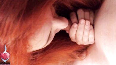 Cute redhead girl blowjob and riding cowgirl with perfect ass POV