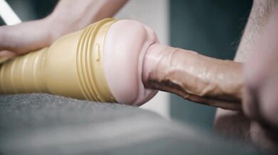Big white dick penetrating fleshlight and thick cum
