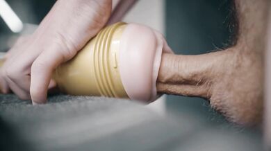 Big white dick penetrating fleshlight and thick cum