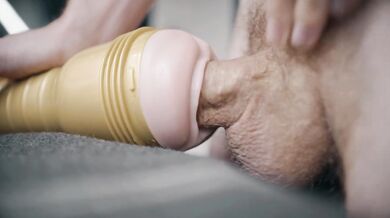 Big white dick penetrating fleshlight and thick cum
