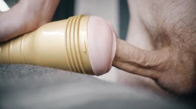 Big white dick penetrating fleshlight and thick cum