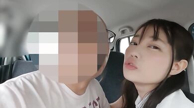 Big eyes! Small & cute! 147cm gal⑧Exposed & intense sex in the car! Pleasant mass cum shot!