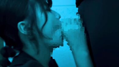 Female college student vacuum blowjob cum swallowing with mouth ejaculation