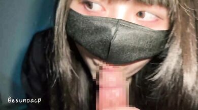 [POV] Japanese woman giving a slow blowjob while staring at her