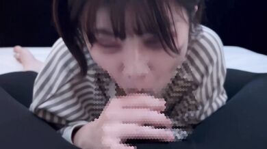 Her gokkun blowjob is stringy and plentiful in her mouth.