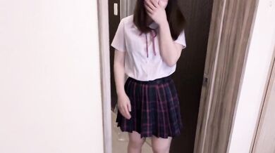 A married woman is removed from contraceptive and ejaculated vaginally. Wearing a school uniform cos