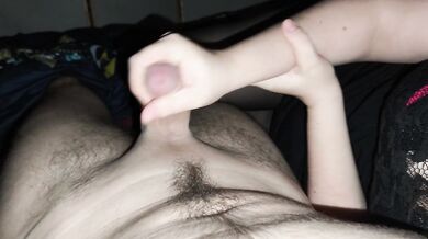 Loving wife massages and milks my cock before going to bed