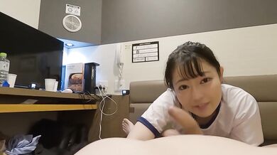 Big eyes! Small & cute! 147cm Osaka mini gal③Deep Throat & Overwhelming anal licking at Netcafe.
