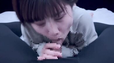 Short-cut college student with dark hair gets oral ejaculation in a thick blowjob and a lot of sperm