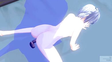 Uncensored Japanese hentai anime Evangelion Rei Ayanami defloration