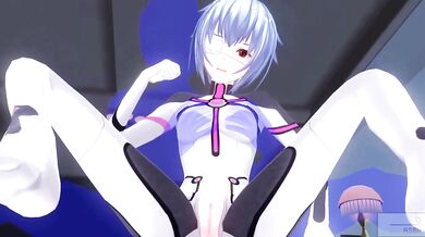 Uncensored Japanese hentai anime Evangelion Rei Ayanami defloration
