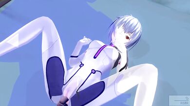 Uncensored Japanese hentai anime Evangelion Rei Ayanami defloration