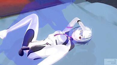 Uncensored Japanese hentai anime Evangelion Rei Ayanami defloration